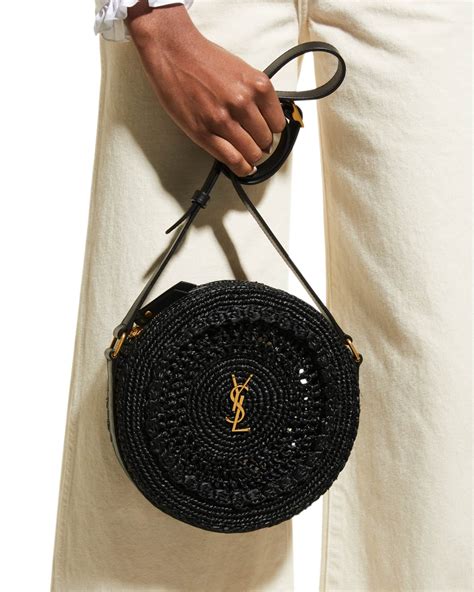 Saint Laurent YSL Round Raffia Crossbody Bag 